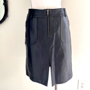VS² by Vakko🖤 Lamb Leather Black Skirt- Size 6 NWT